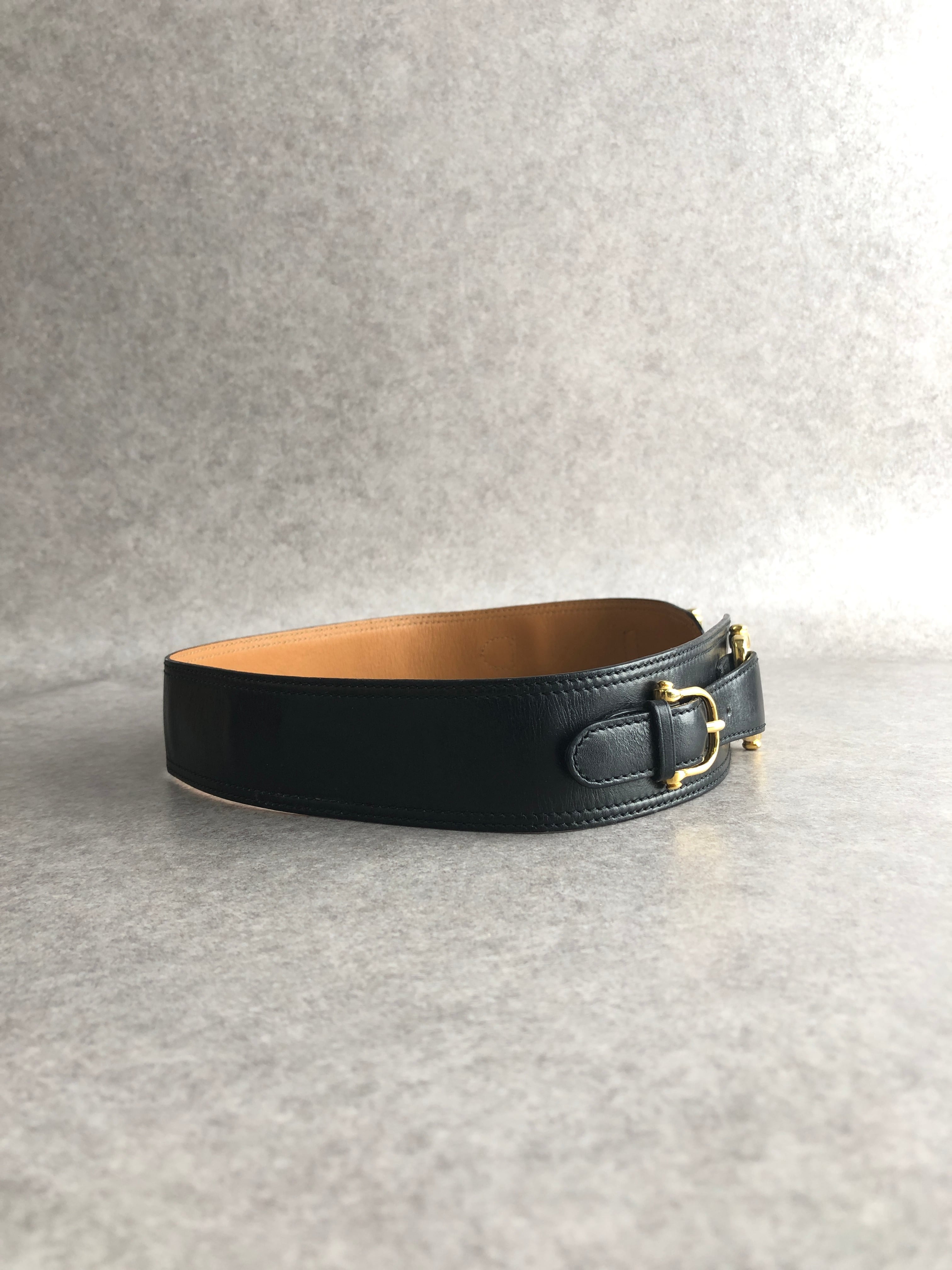 CELINE セリーヌ ベルト ブラック ホースビット レザー vintage