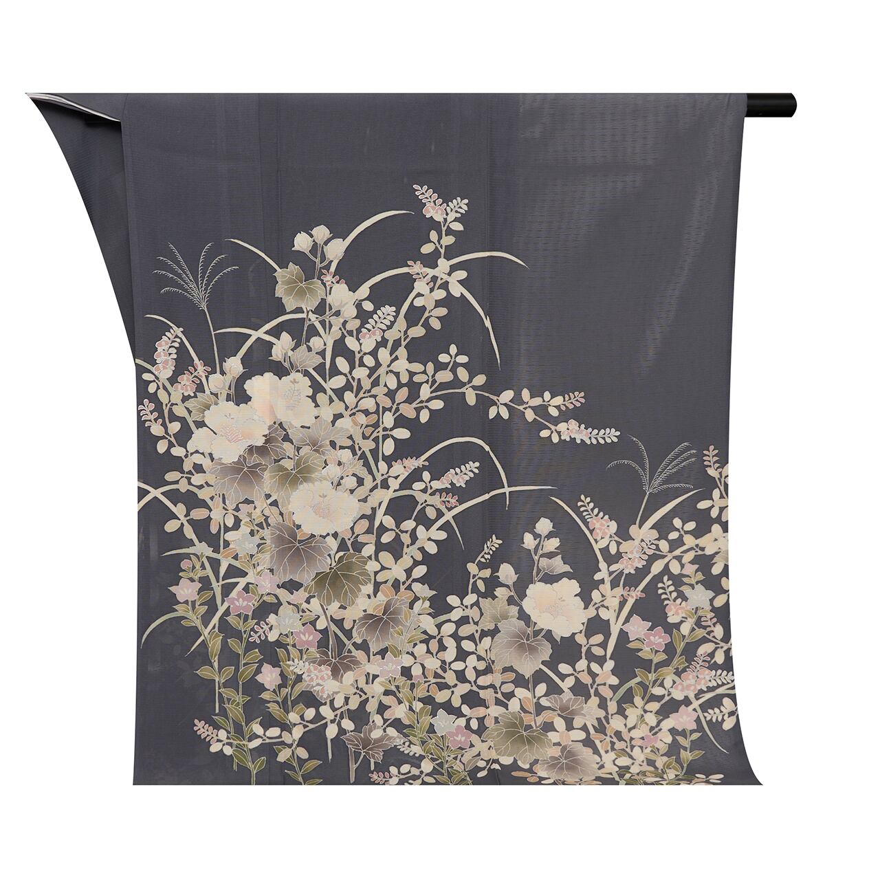 染の川勝 芙蓉の花と秋草の模様 手描友禅絽訪問着【未着用品】 | かわの屋