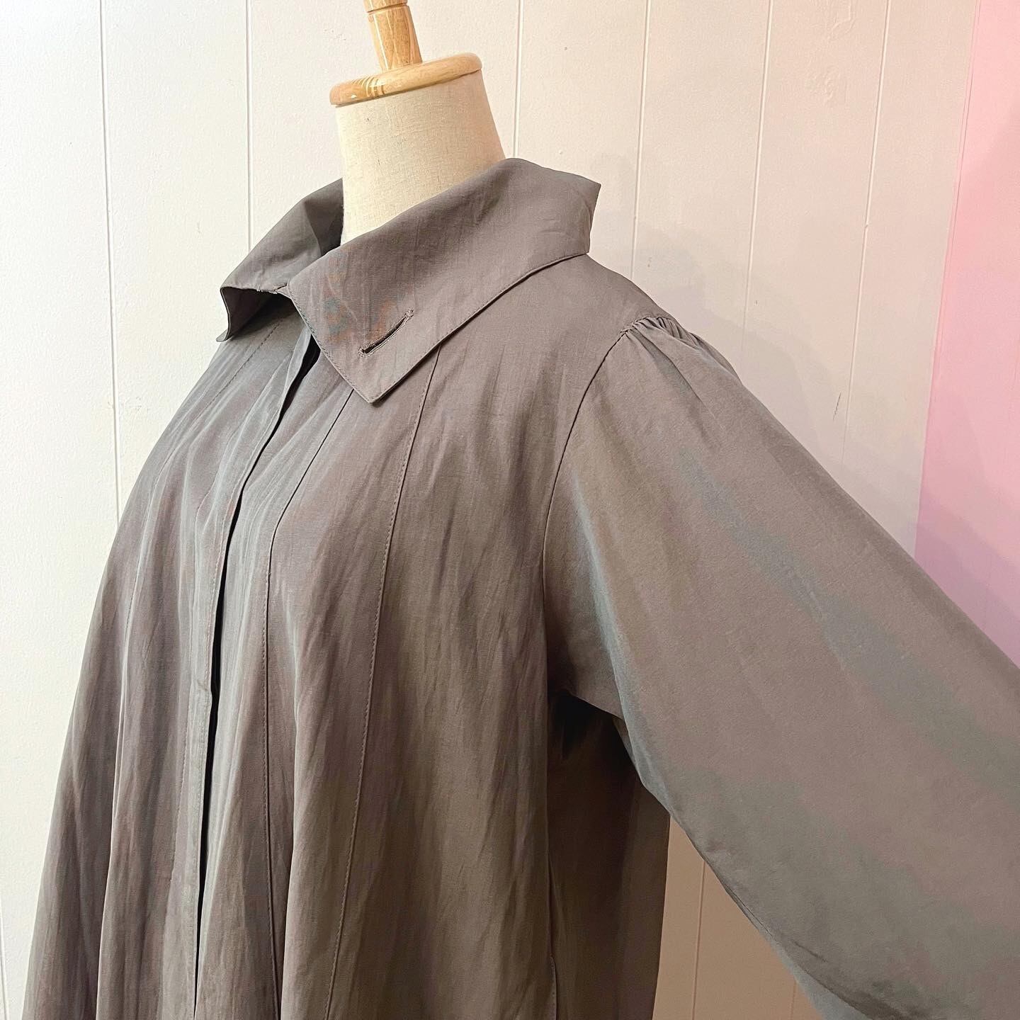 khaki roll collar check liner coat