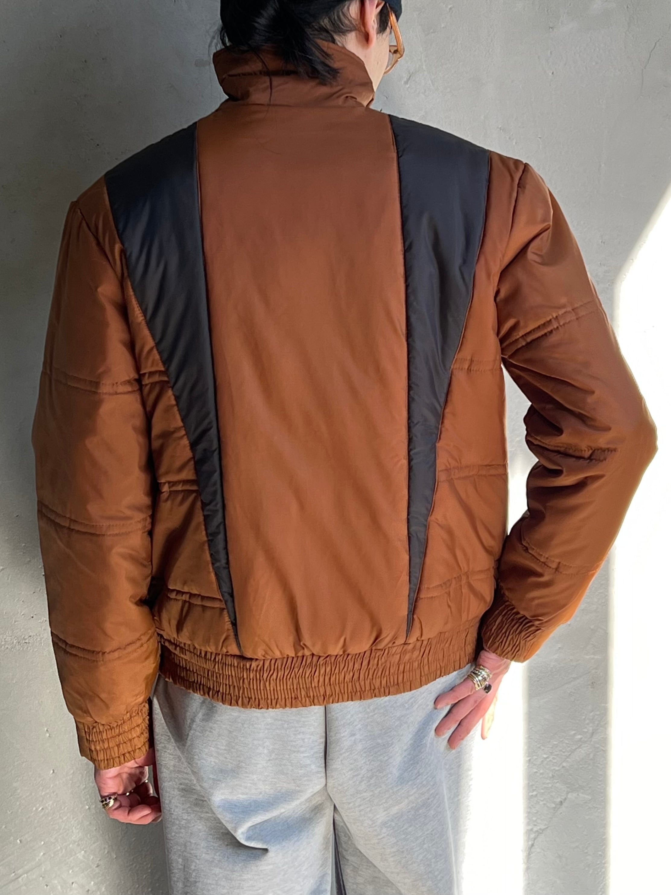 ドイツ製 80s Wagner ハイネック トラックジャケット オレンジブラウン 80's アクセントデザインハイネック中綿ジャケット | TUNAGI JAPAN