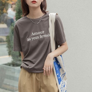 シンプル ロゴ Tシャツ | 韓国服 ナチュラル ブラック ブラウン