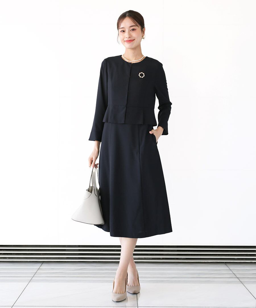 最強配送】喪服・礼服【洗える×ストレッチ×防シワ】ペプラムジャケット