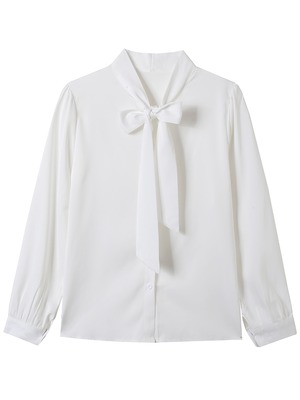 ボウタイ付きVネックブラウス 5color A00747