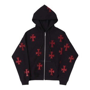 UNKNOWN LONDON】Cross Rhinestone Zip Up Hoodie | PARX.【ストリート