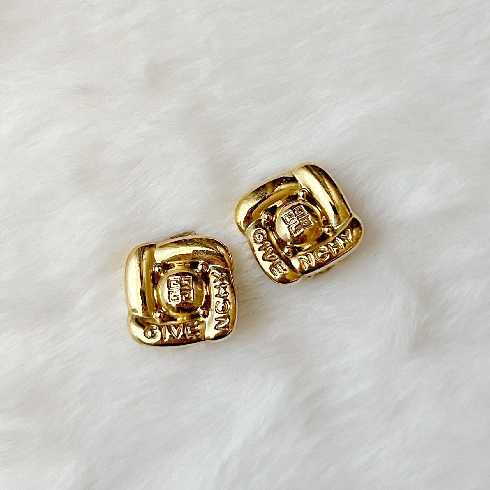 GE5647】GIVENCHY logo square earrings/ジバンシィ/イヤリング 