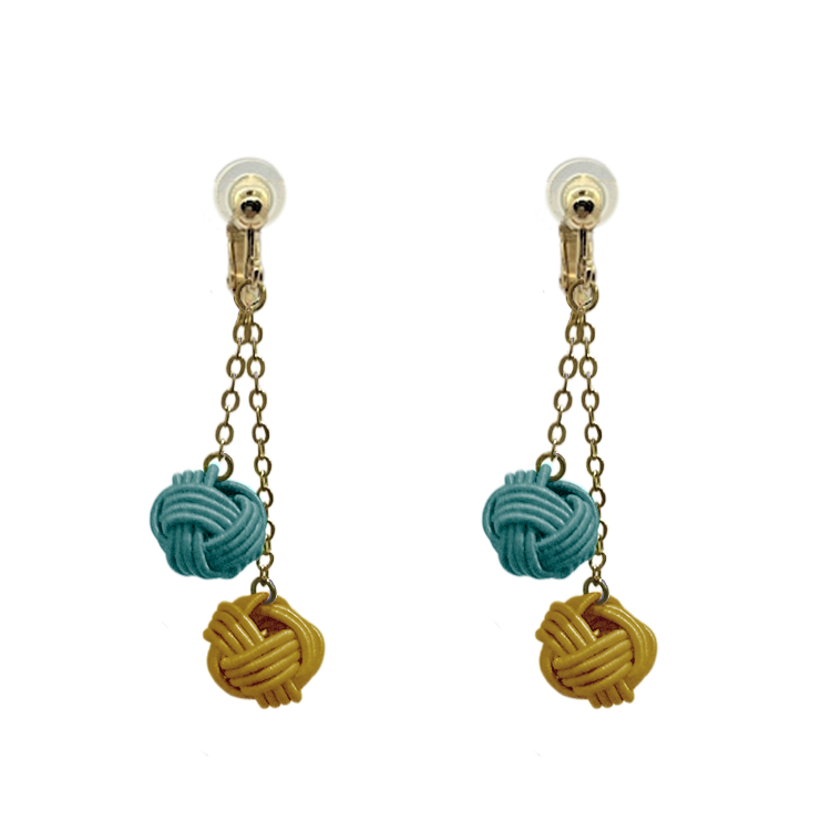 玉結び 二連 イヤリング  全3色