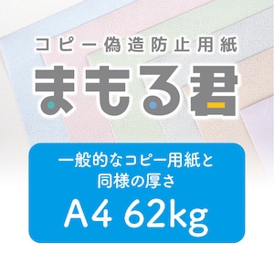 コピー偽造防止用紙「まもる君」A4サイズ（片面） 46判62kg  100枚1セット（全6色）