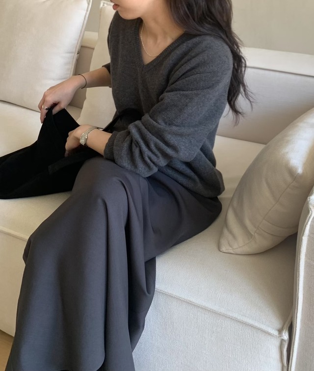 (予約) fl lanel / Cashmere V neck knit 4color