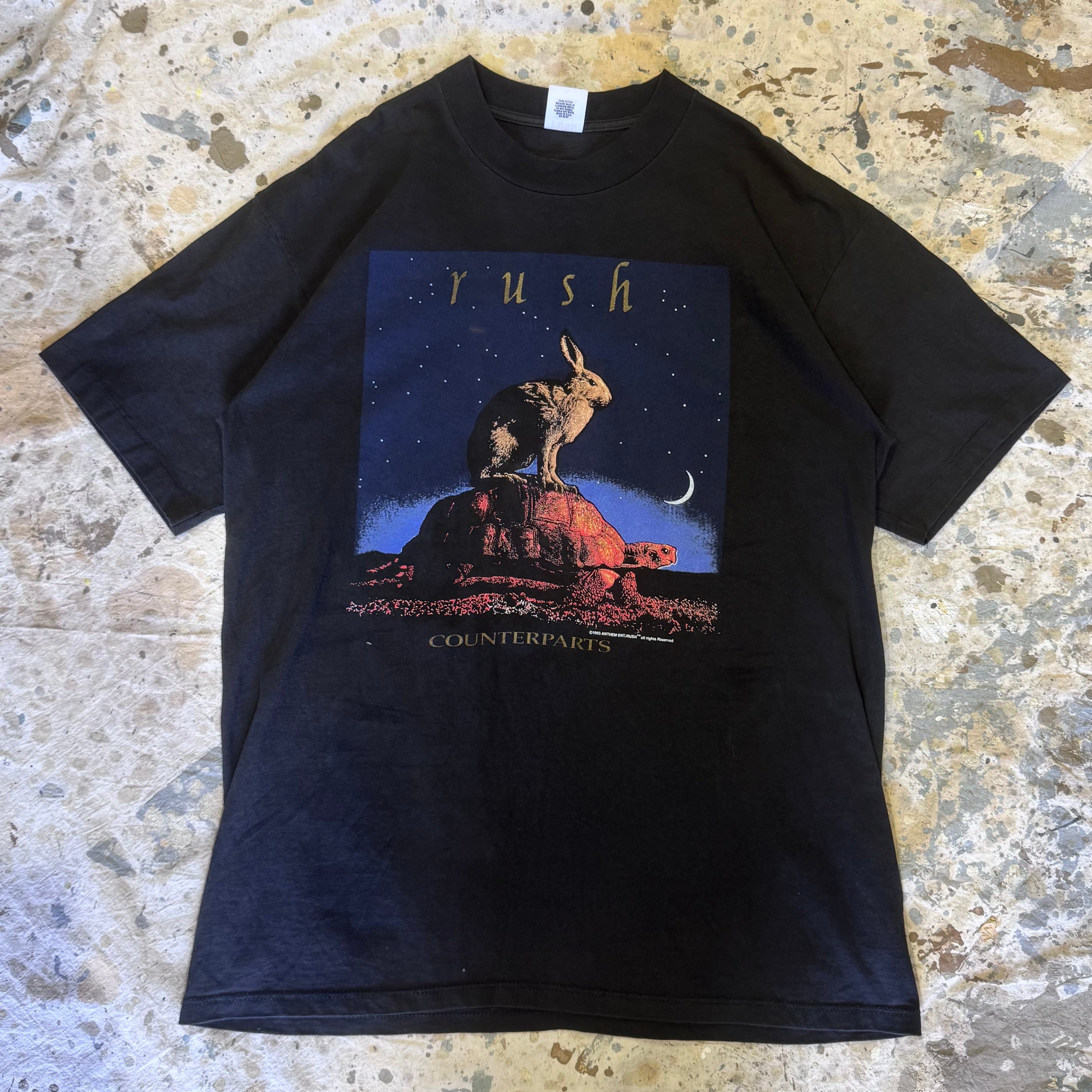 【USA製 当時物】90s RUSH COUNTERPARTS Tシャツ L 90s RUSH Tシャツ Counterparts バンドT うさぎ ブラック XL | 古着屋