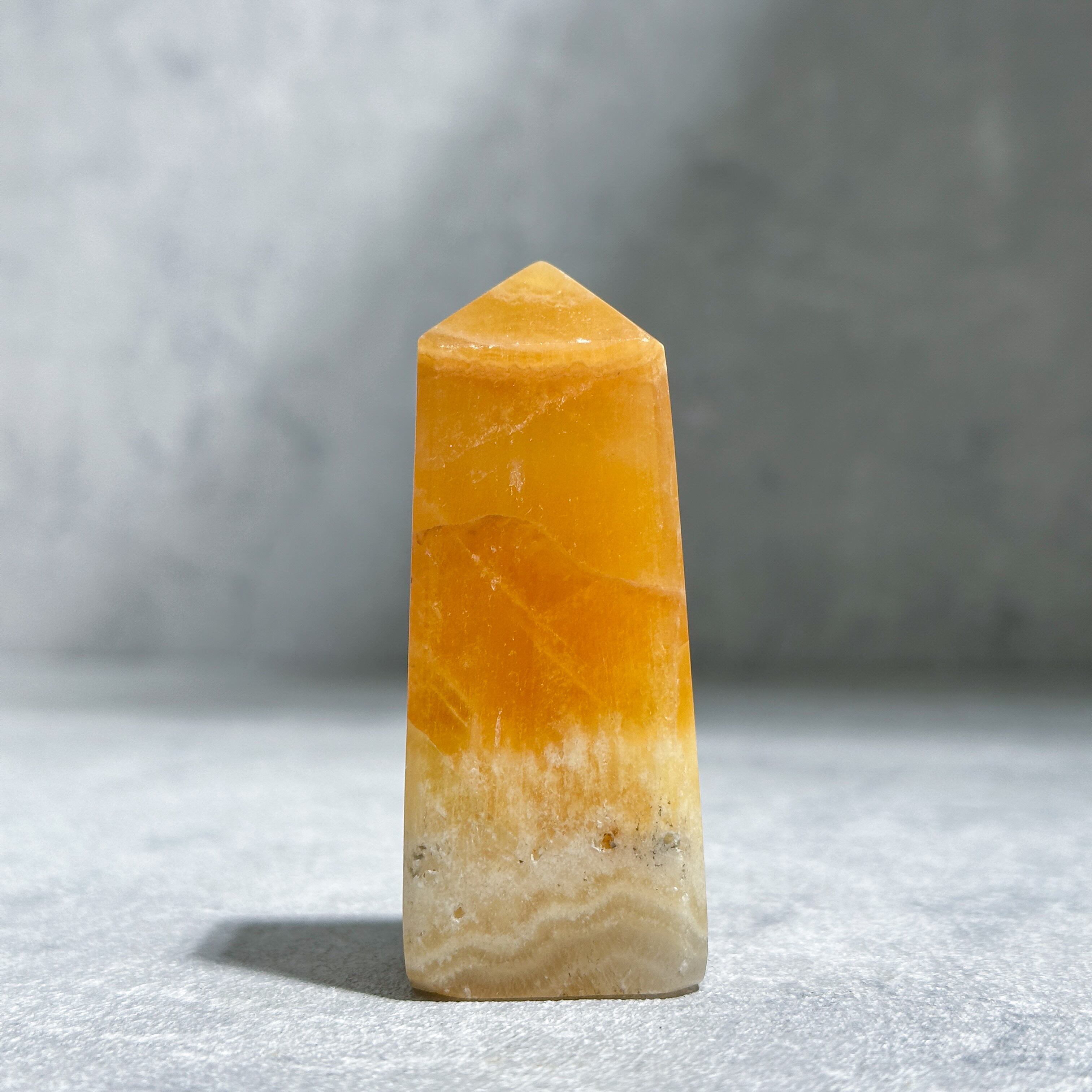 オレンジカルサイト　イエローカルサイト　タワー　置物　パワーストーン　天然石 オレンジカルサイト タワー型62◇ Orange Calcite ◇天然石・鉱物