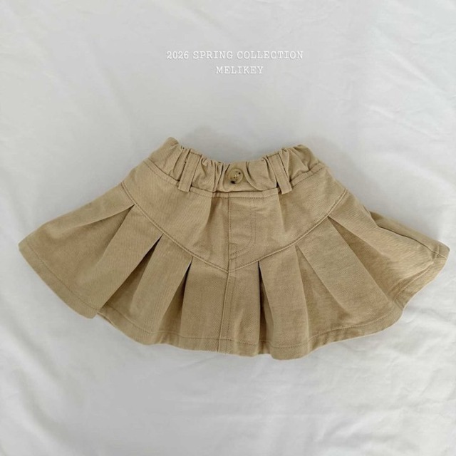 【取寄】melikey｜lot pleated skirt (beige)｜ロットプリーツスカート（ベージュ）｜XS-JM｜kids&jr｜26 spring