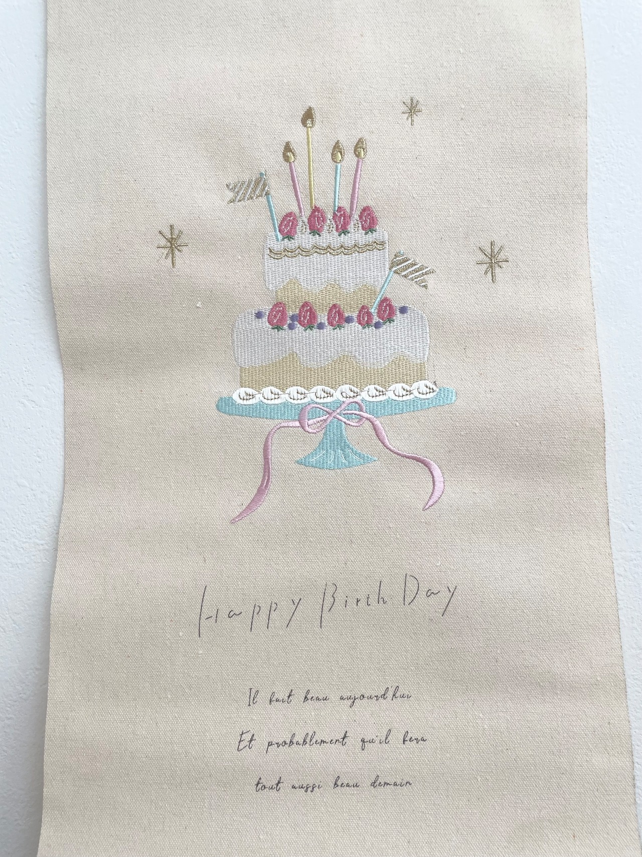 刺繍タペストリー【happy birthday】
