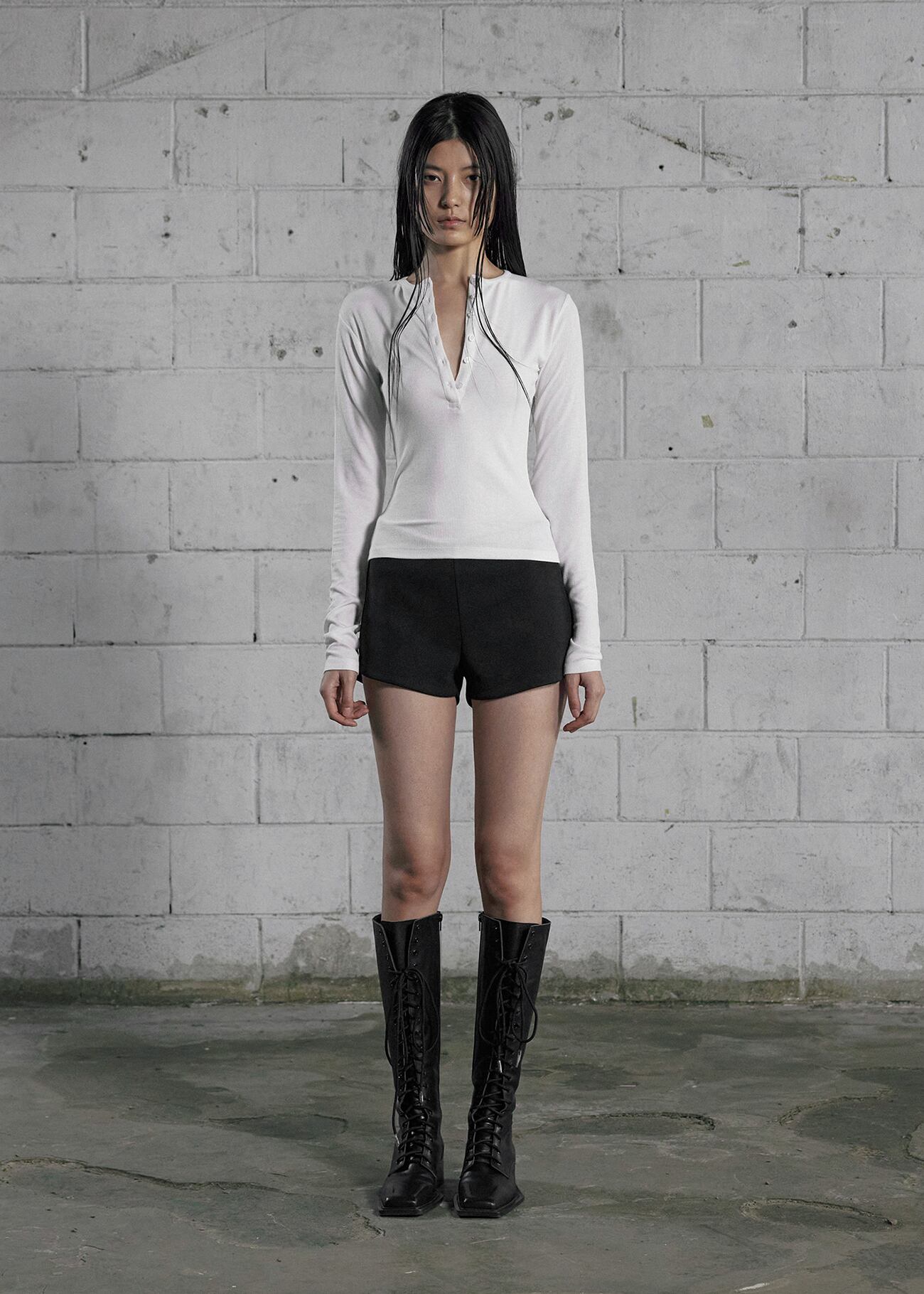BOHEMIAN SEOUL] ROUND BUTTON SLEEVE, IVORY 正規品 韓国ブランド