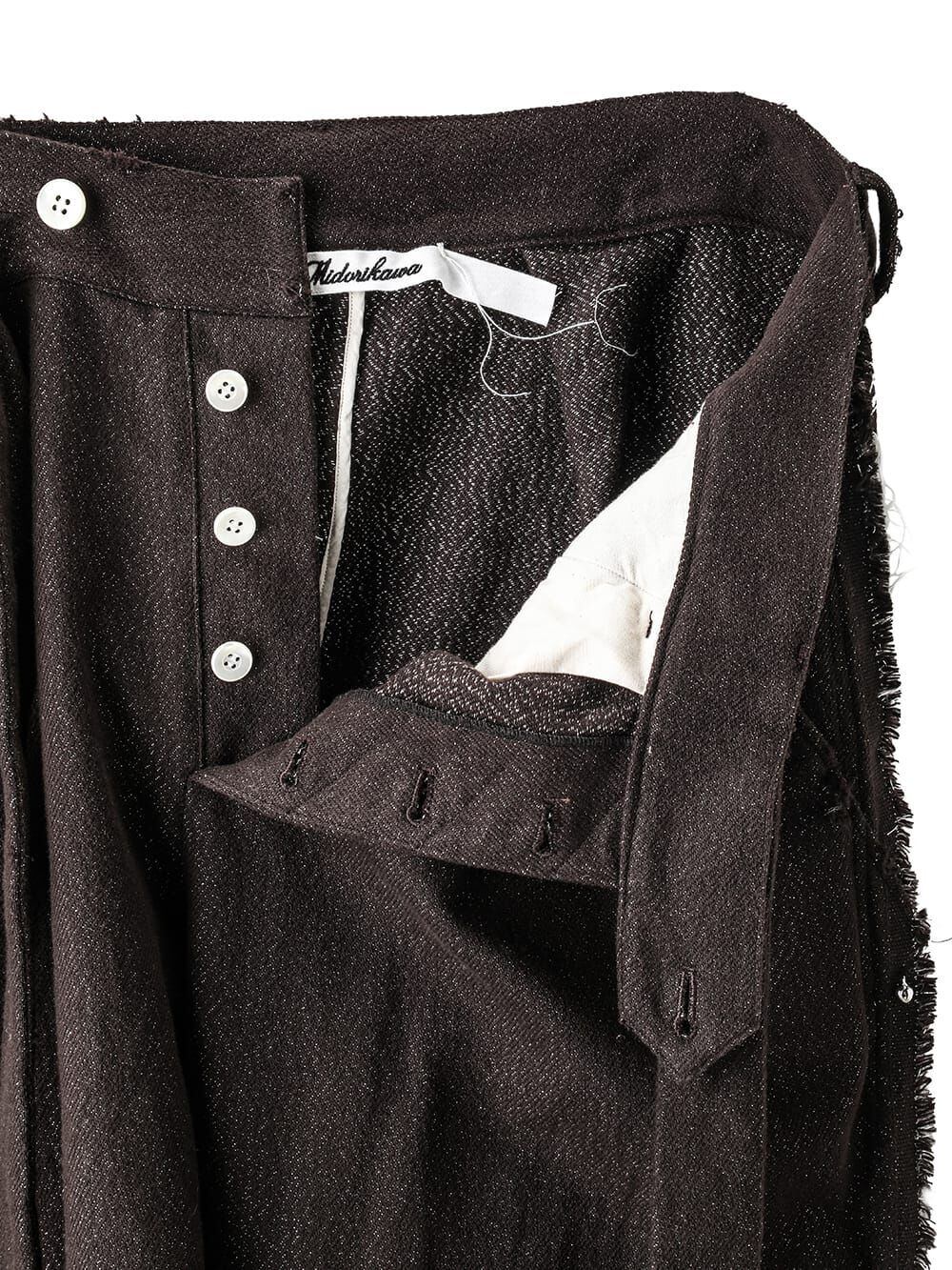 24AW】Midorikawa GLITTER NEL DAMAGE PANTS (DARK BROWN LAME 24AW】Midorikawa GLITTER NEL DAMAGE PANTS (DARK BROWN LAME