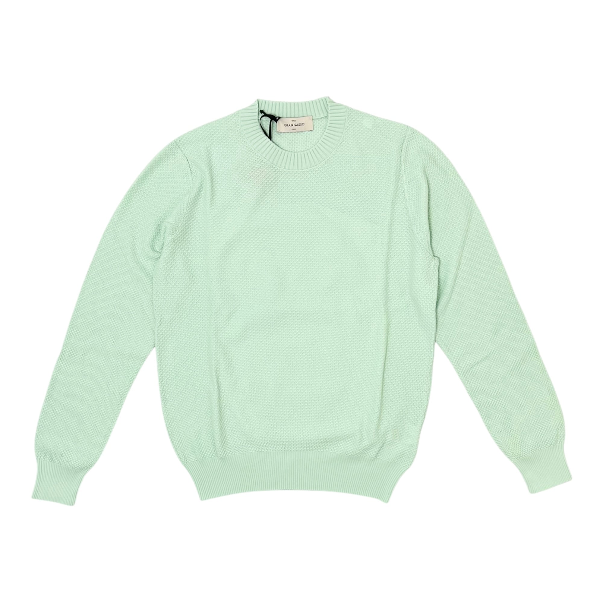 GranSasso(グランサッソ) Jacquard Cotton crewneck knit(57103/18028/410)/MINT