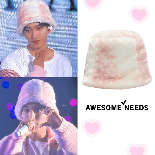 ★SEVENTEEN ドギョム 着用！！【AWESOME NEEDS】FUR LAMPSHADE HAT PINK