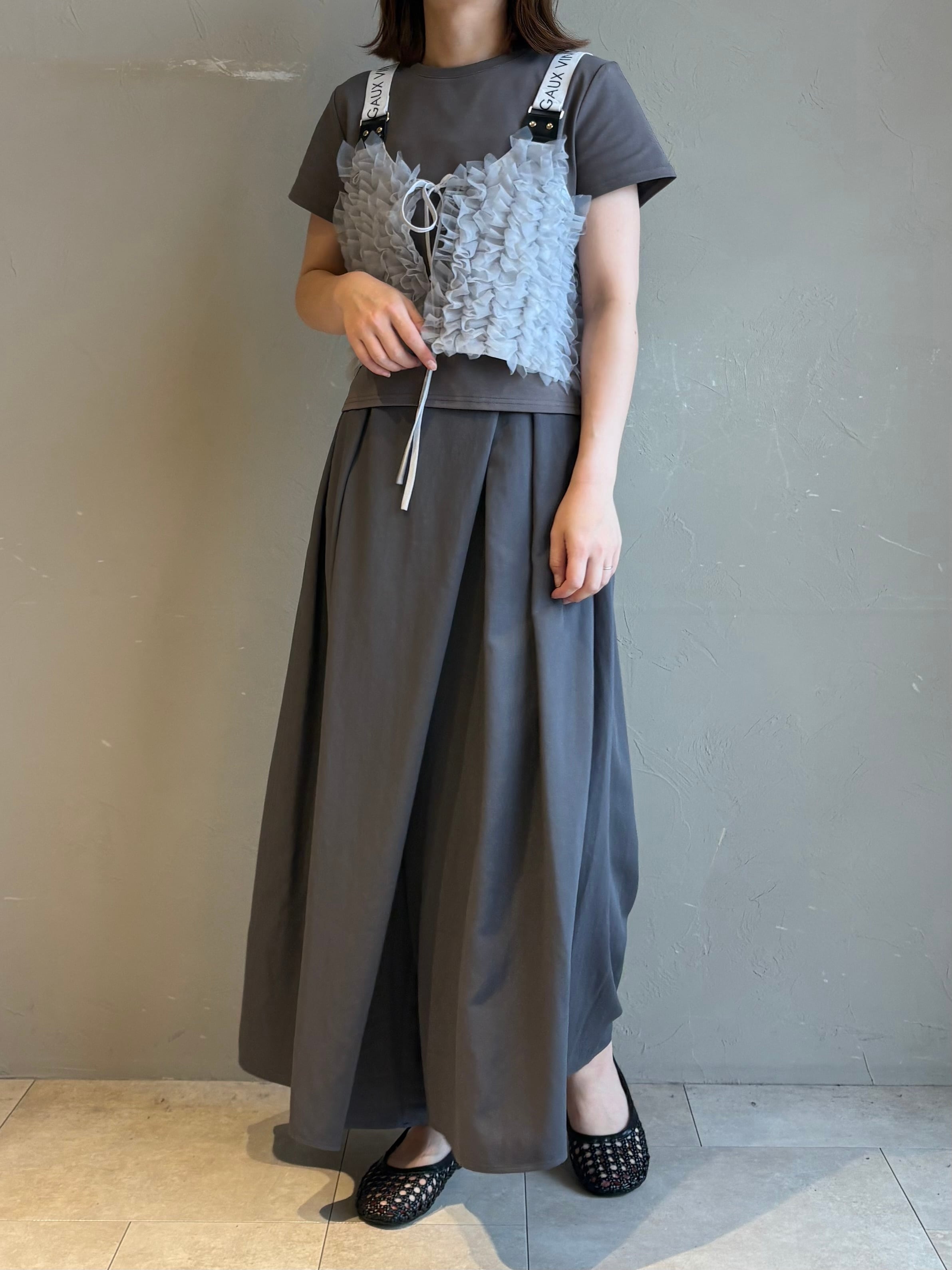 最新作 新品 【 MARGAUX VINTAGE 】フリルビスチェ グレー MARGAUX VINTAGE 】フリルビスチェ | valance 福井｜レディース