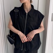 Wジップスウェードvest/ブラック