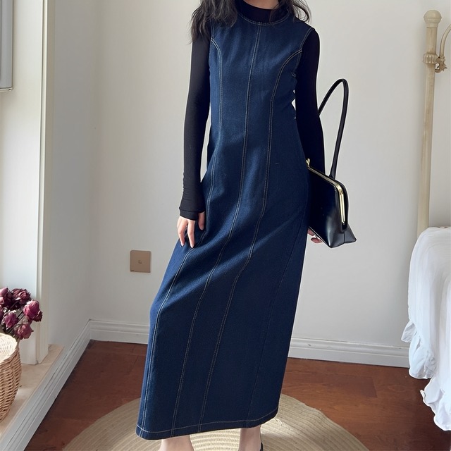 ノースリーブデニムワンピース　M01834