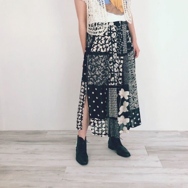 ◼︎90s sheer flower patchwork print skirt from Germany◼︎