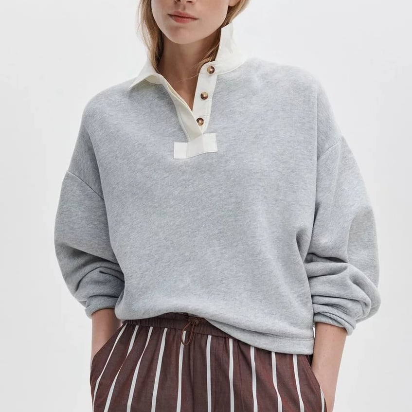 rag&bone VINTAGE TERRY OVERSIZED POLO SWEAT GREY