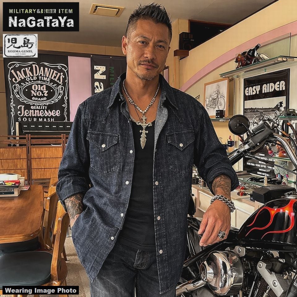 児島マーケットプレイス デニムシャツ ウエスタン インディゴ Lサイズ 児島ジーンズ KOJIMA GENES KGR デニムウエスタンシャツ インディゴ