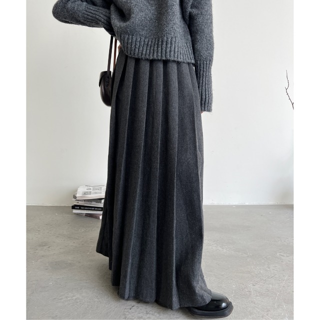 pleated long skirt J00147