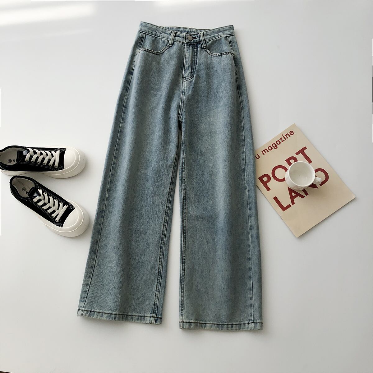 ブルーウェストジーンズ サマースタイルクロップドパンツ ルーズ薄手 夏物 クレセントシティ41395127978