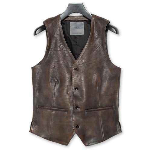【予約商品】【STRUM ストラム RIDERS JACKET ライダースジャケット】ROVER/フルベジタブルタンニン鞣しダブルショルダー燃焼製品染めベスト【送料無料】【2027年3月~4月頃届け予定】