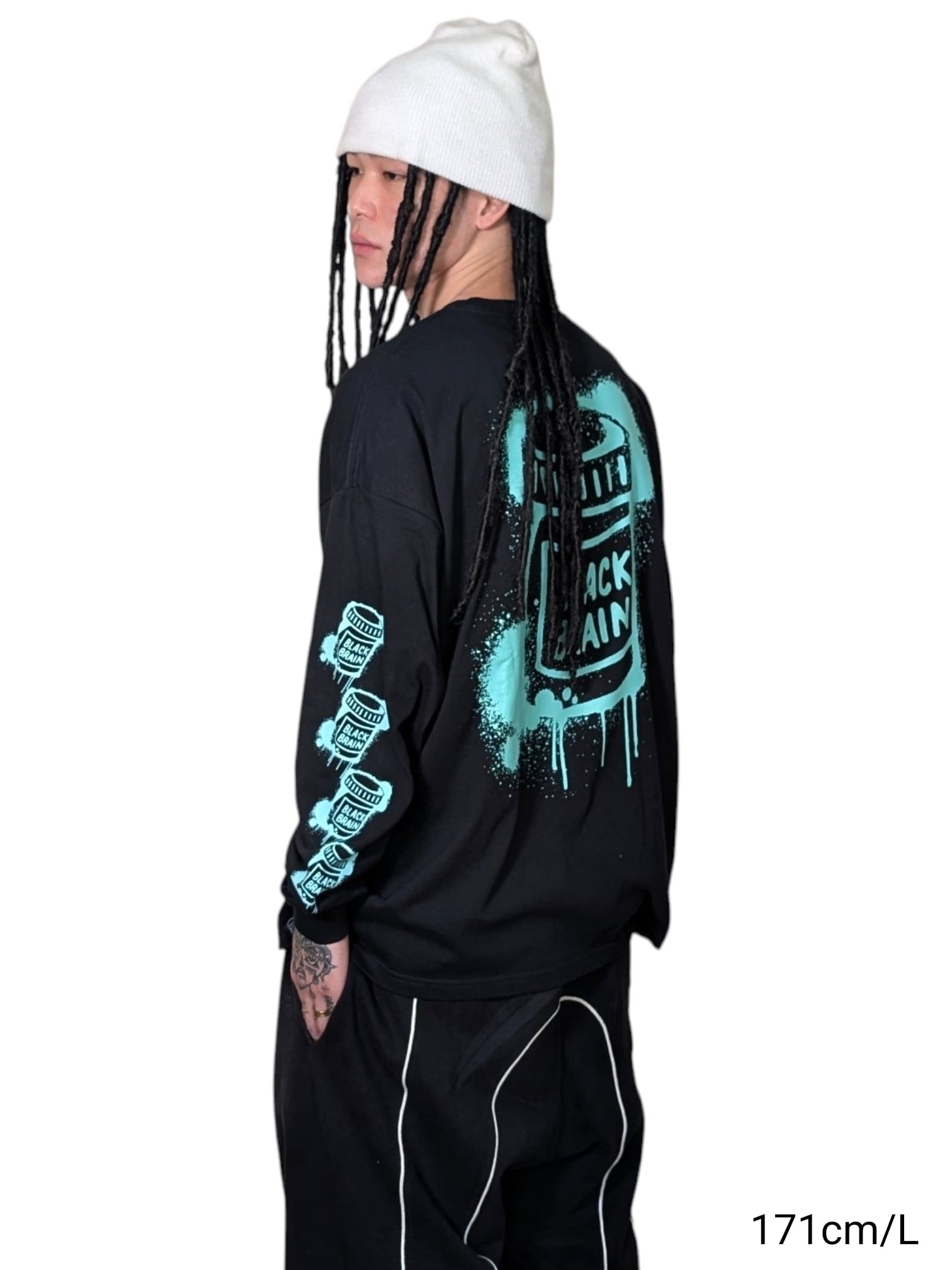 Dripped Loose LS Tee | BLACK BRAIN