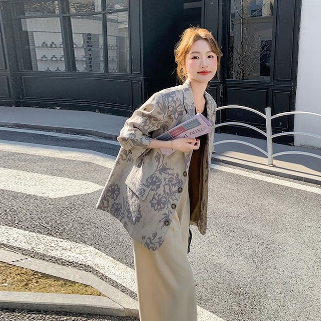 【ジャケット】 テーラード ジャケット レディース アウター おしゃれ  ジャケット ブルゾン 卒業式 入学式 卒園式 入園式 七五三 お宮参り オケージョン 春 秋 冬 20代 30代 40代 ミドル丈 秋 冬 オフィス可愛い きれいめ ママ 服装 母  花柄 S M L XL