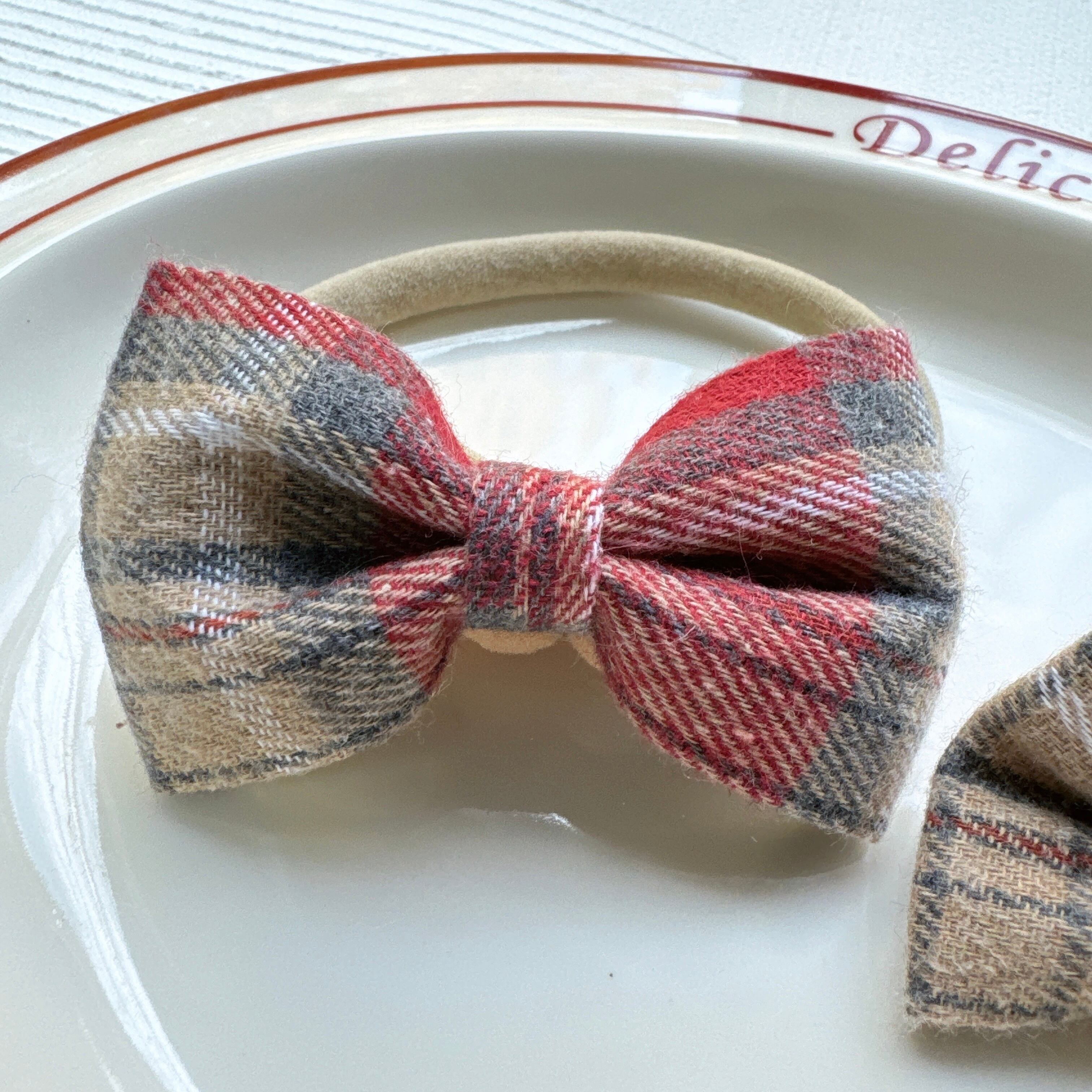 チェックリボンヘアバンド(後ろ支え付き) or パッチン