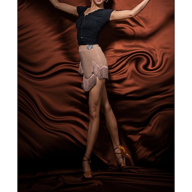 シェイプド クロップド丈 トップス &フリンジスカートSET 3col D00202