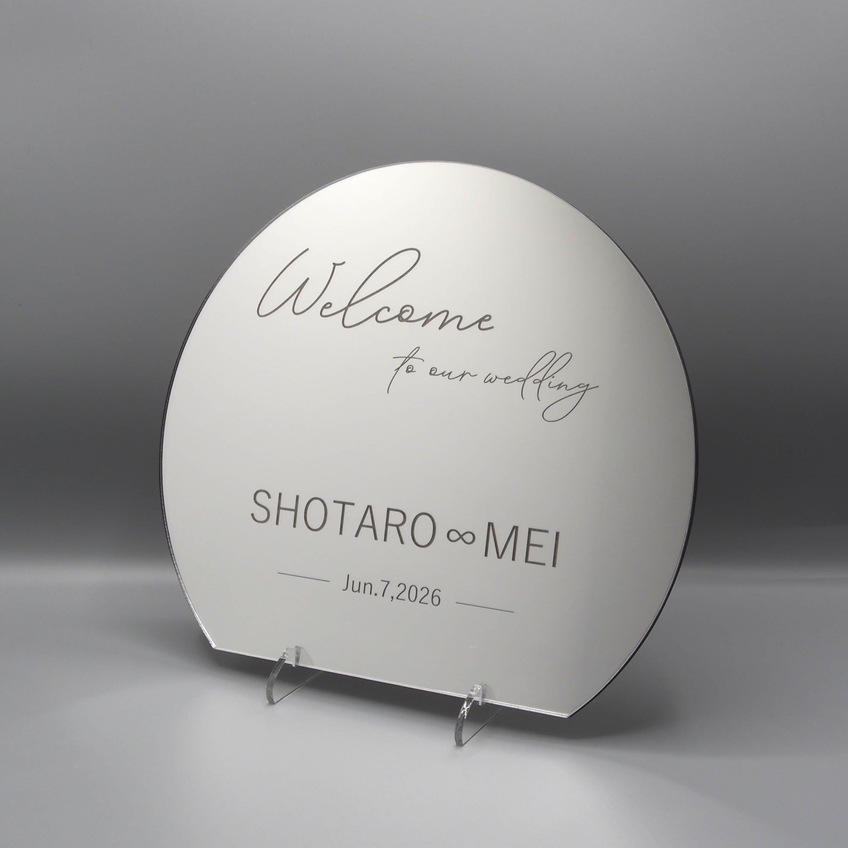 ウェルカムミラー【half moon】／ウェルカムボード アクリル ミラー