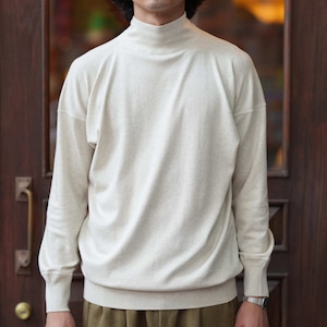 Olde Homesteader (オールドホームステッダー)"Mil Mock Neck Longsleeve / Interlock" -ECRU HEATHER-