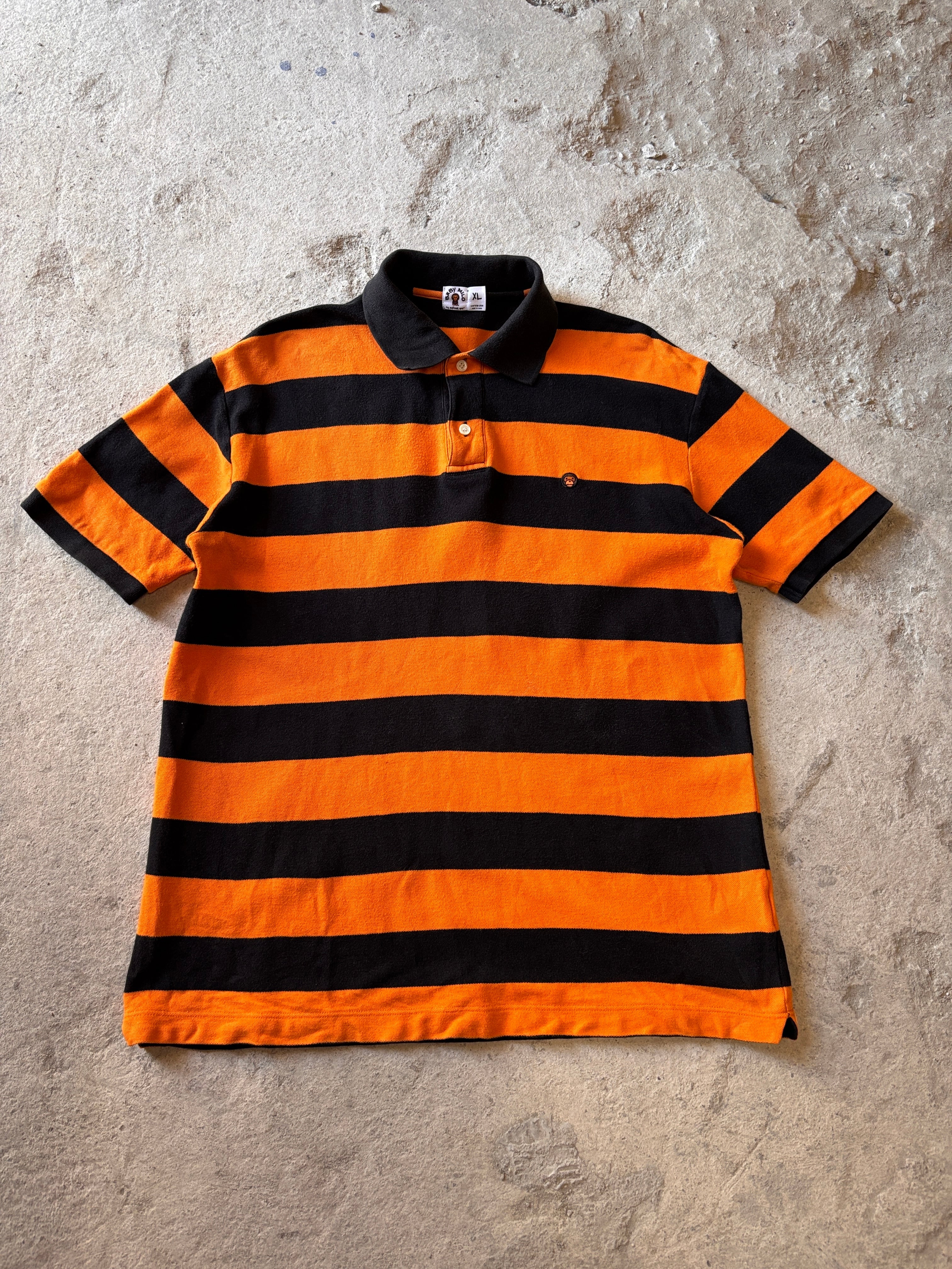 00s A BATHING APE/BABY MILO Polo Shirt/XL/ボーダ－柄ポロシャツ