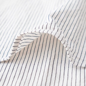 リネン RINEN 40/1オーガニックストライプ クレリックスタンドカラーシャツ(R37604)全2色