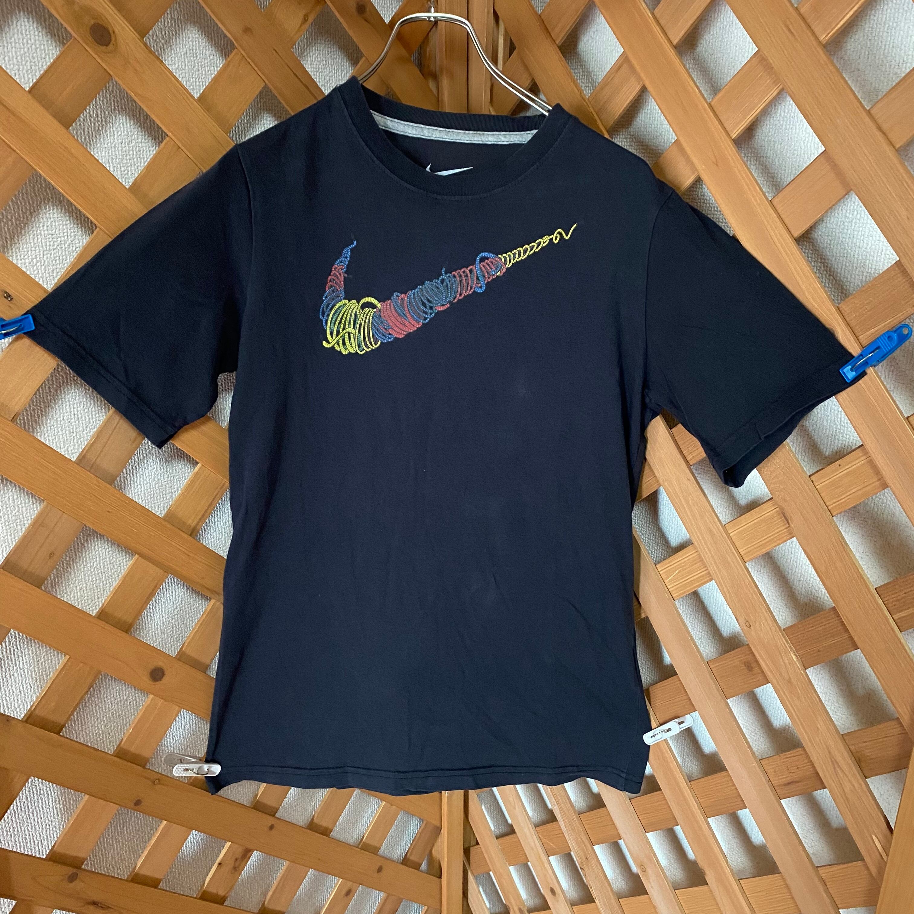 90's NIKE ナイキ tシャツ スウッシュ デカロゴ ブラック