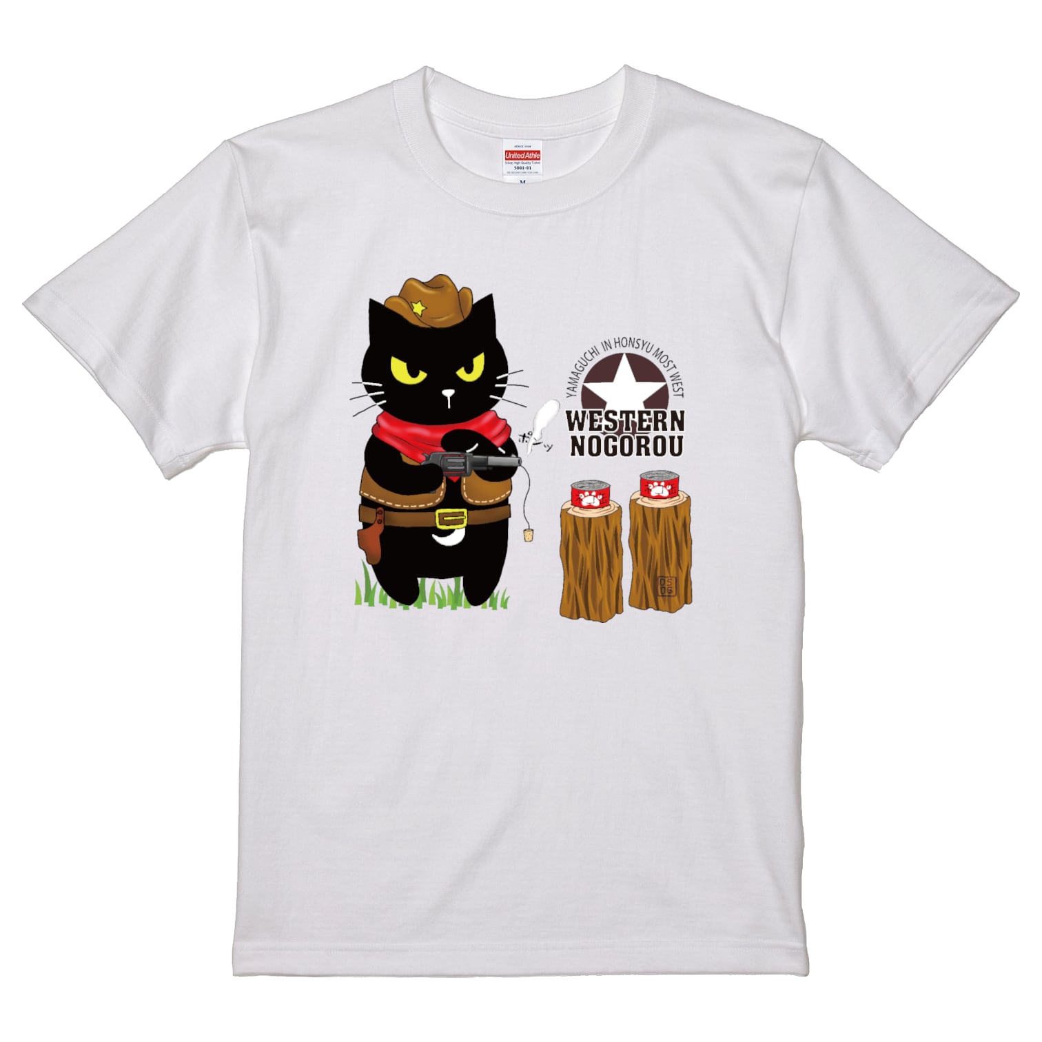 ご当地シリーズ⑮ サイズ展開 120~4L 下松SA下りコラボ ウエスタンノゴロー Tシャツ ホワイト