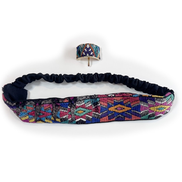 グアテマラ手織り hairband setーblack×multi color-2