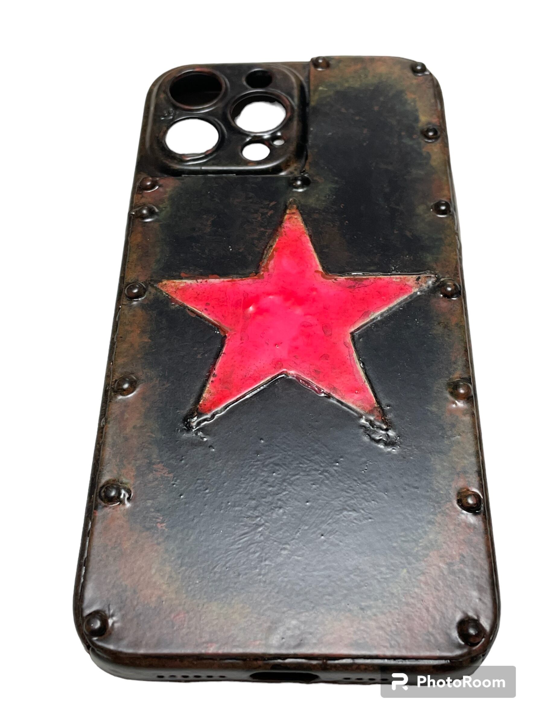 サビ塗装ダークパンク ハンドメイドスマホケースiPhone14.15シリーズ