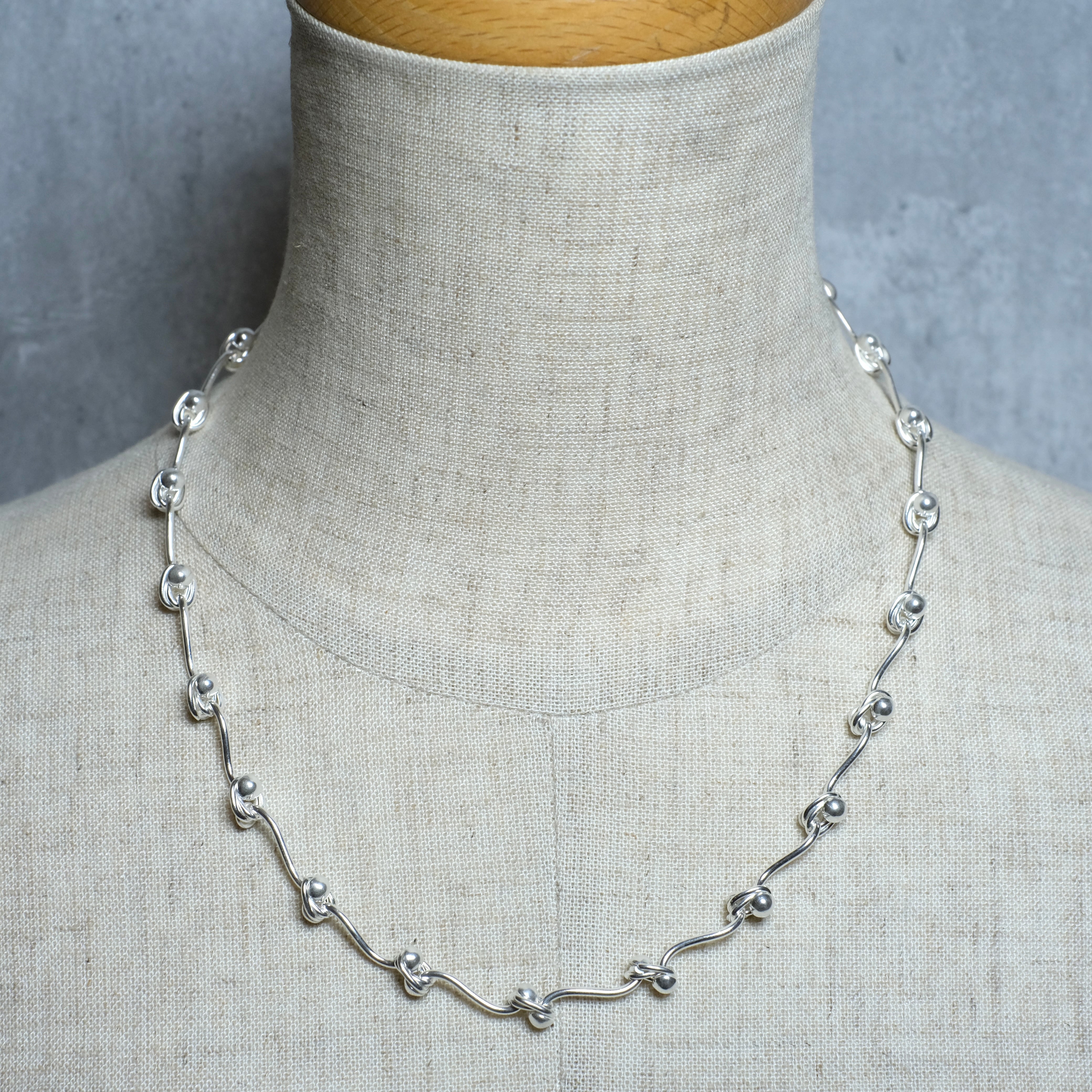 メキシコ タスコ製 TAXCO シルバー925 ウェーブチェーンネックレス/マンテル/軽研磨仕上げ