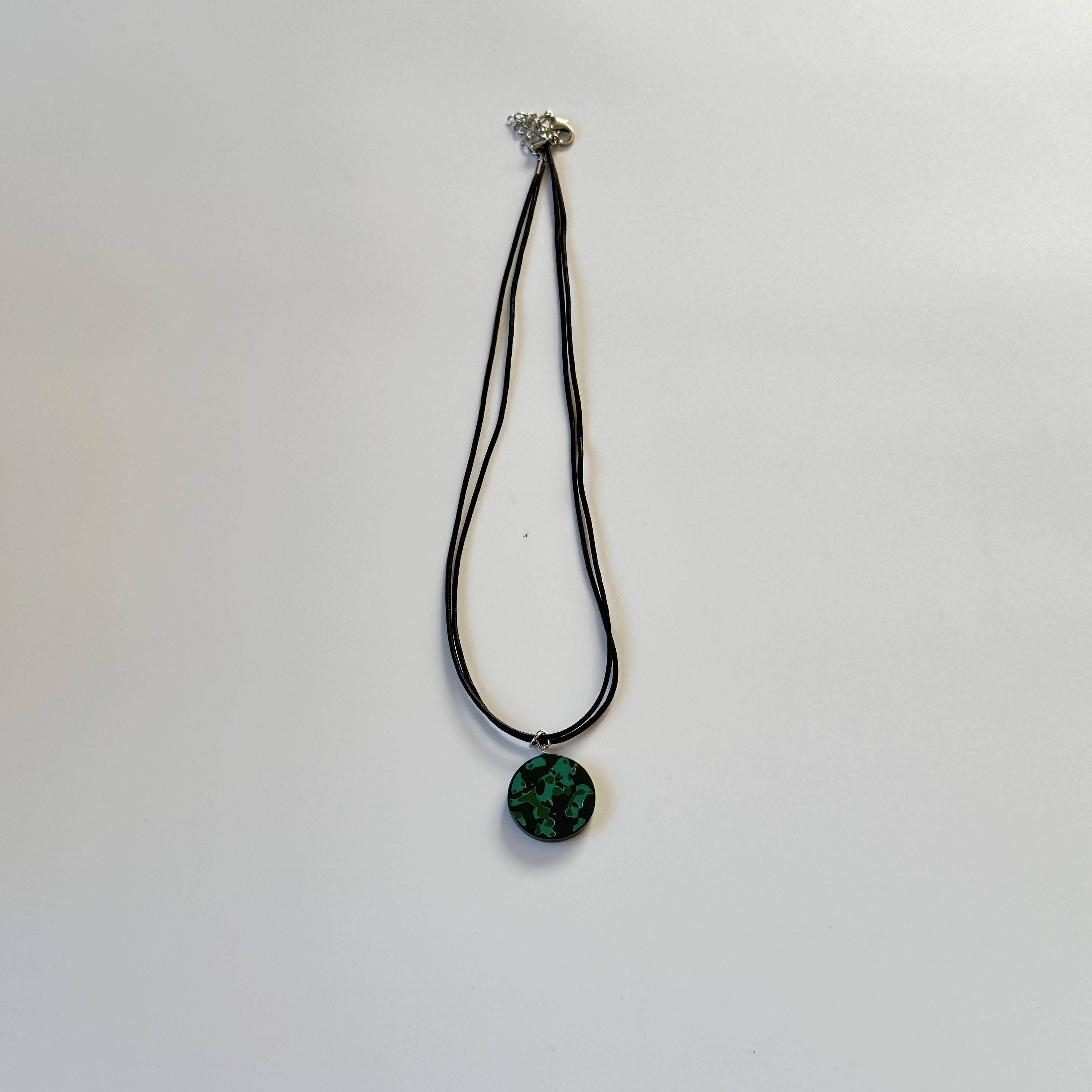 ネックレス 平丸円 緑 津軽塗 | 漆工房 宮 うるしこうぼう みや