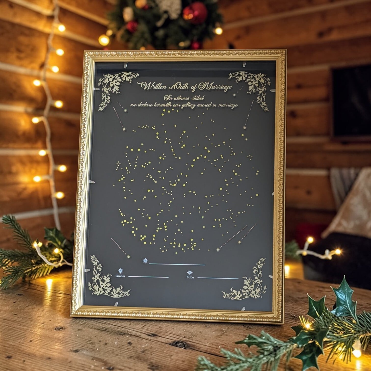 参加型ウェルカムボード 参加型ウェルカムボード【星座の結婚証明】星空｜ガラスとアクリルの2