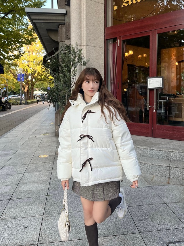 【more than cutie pie】ribbon volume down jacket