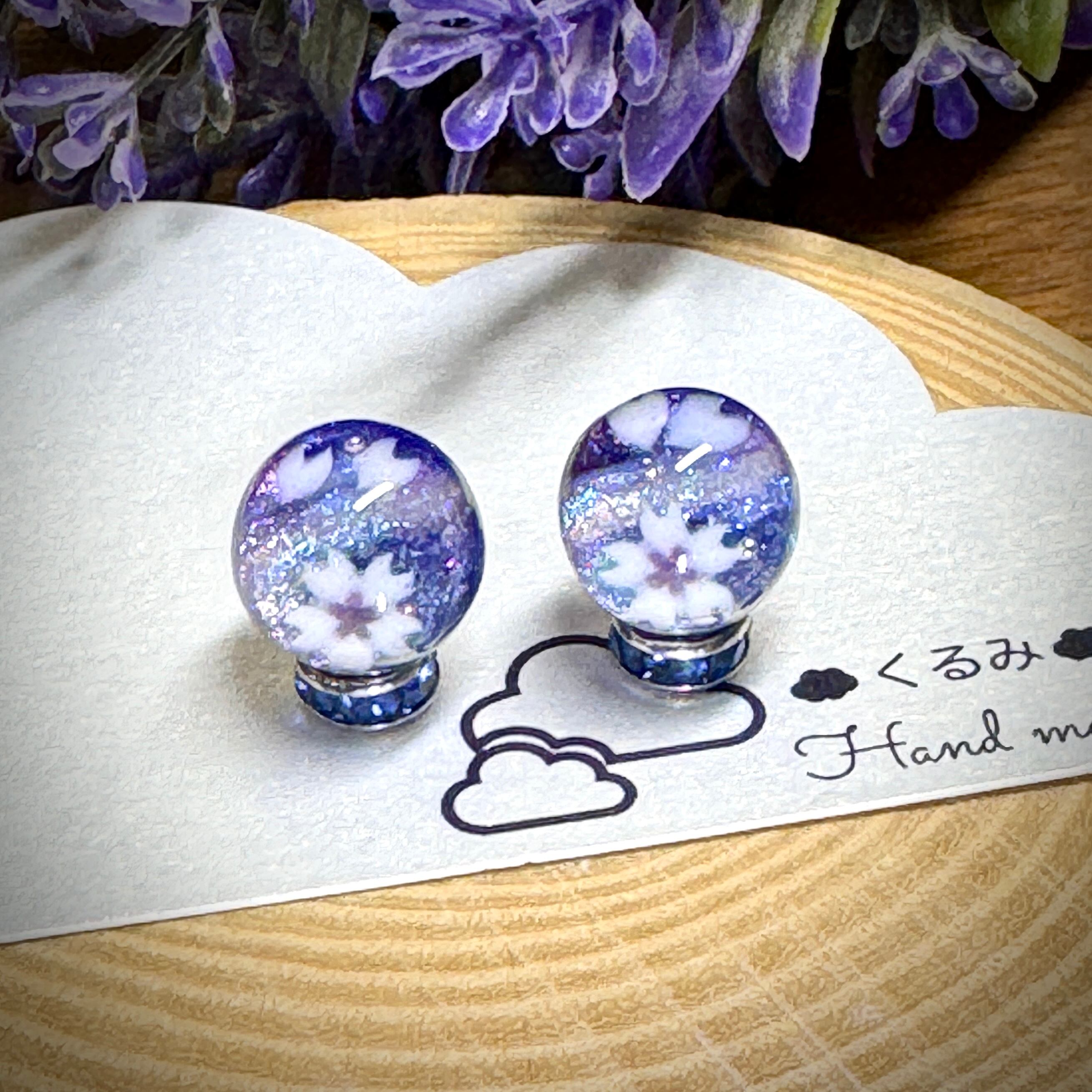 レジンキャッチ式ピアス 桜 12mm サージカルステンレス