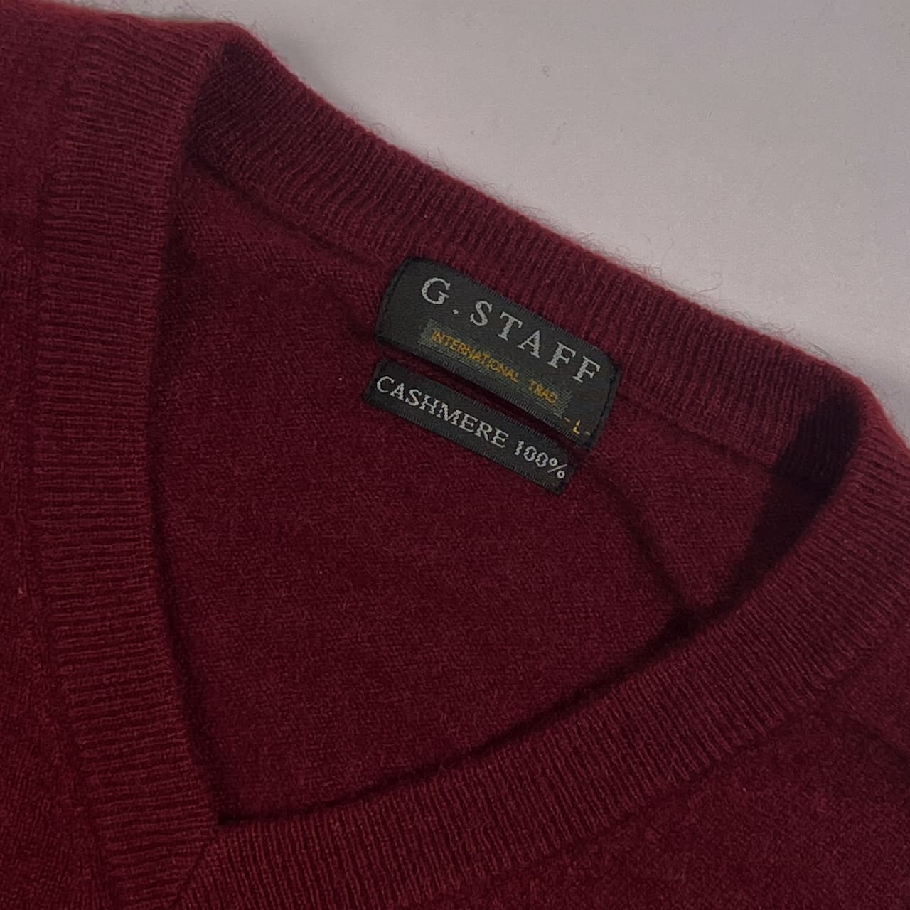カシミヤ100% G.STAFF ジー・スタッフ Vネック ニット セーター サイズ L /ボルドー系 メンズ
