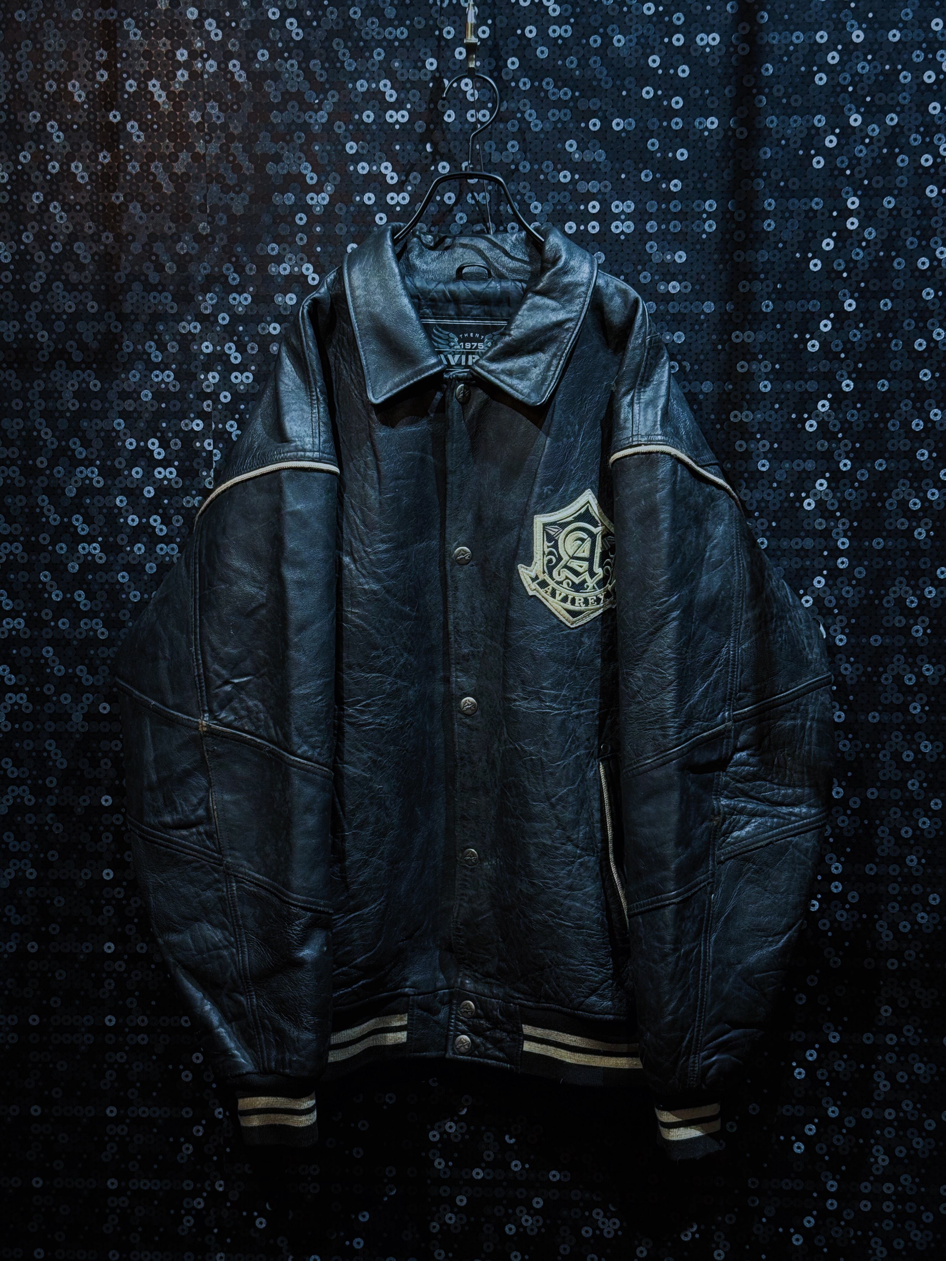 AVIREX"vintage Damage processing riders leather jacket