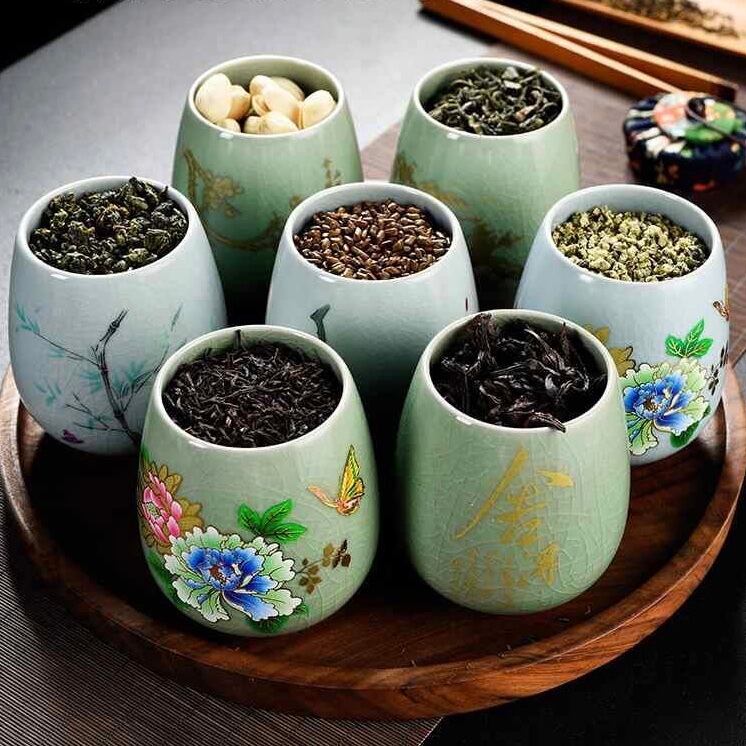 茶道具】蝶恋花茶筒 (緑) 1 個 | 五福茶荘