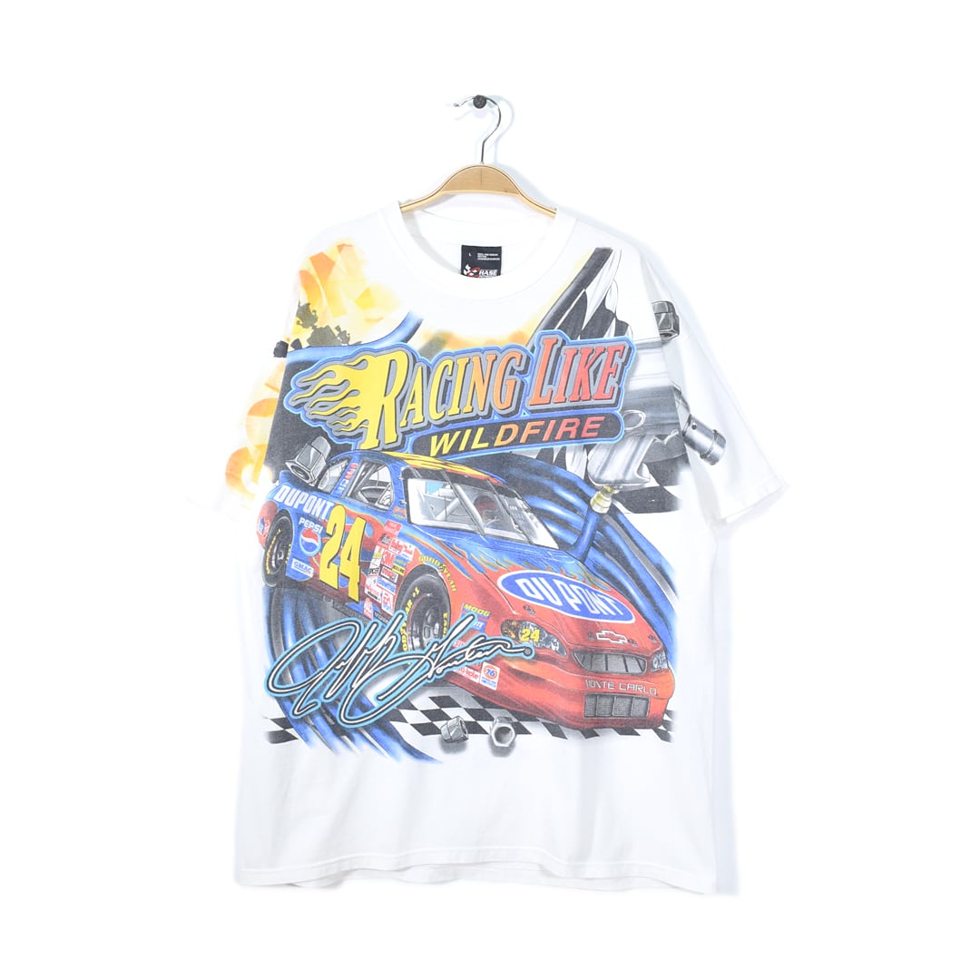 00s ナスカー ジェフゴードン ビッグプリント Ｔシャツ 白 NASCAR JEFF GORDON サイズL 古着 @BZ0152